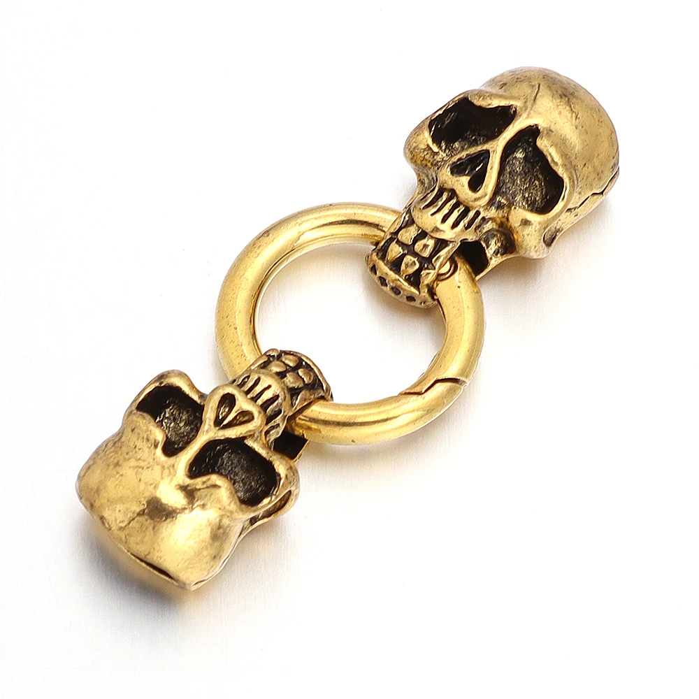 1 Pc Hole Skull Clasp Connetctor Skull Spring Link Buckle Bracelet  Ring 25x60mm for Leather Cord DIY Necklace Jewelry Making
