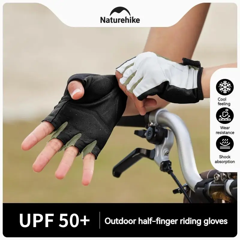 Naturehike-guante de Ciclismo de medio dedo, guantes sin dedos para motocicleta, antideslizantes para montar, deportes de Fitness, absorción de golpes 3D, Verano