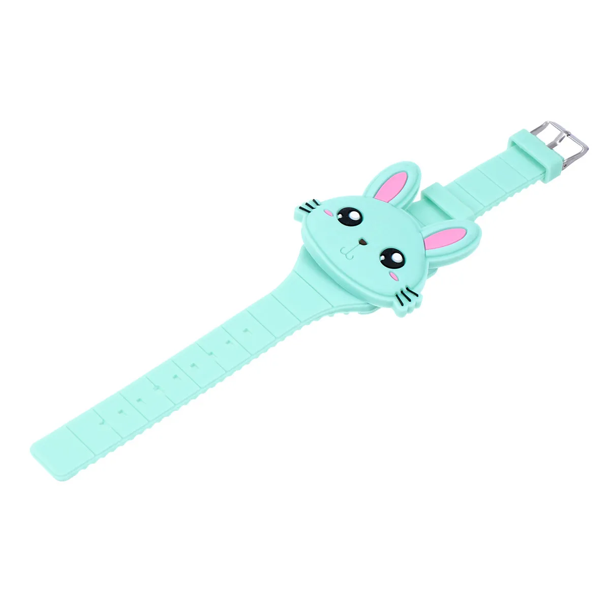 Rabbit Shape Silicone Cartoon Watch Green LED Birthday Gift Party Favor Baby Shower Kids Watch for Children Toddlers view 3