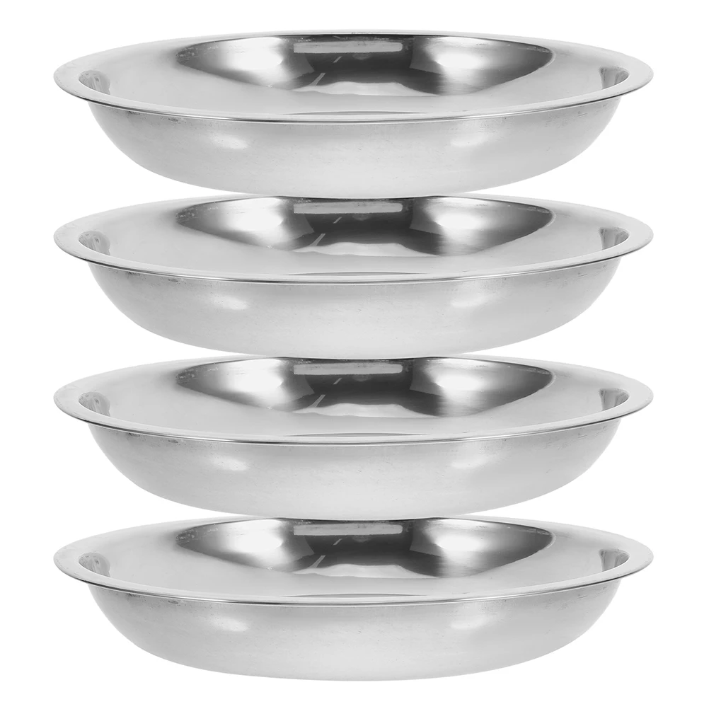 

4pcs StainlessSteel PetBowl ShallowDesign WideFlatBowls forCatsDogs FeedingDish CatWaterBowl SafeHygiene