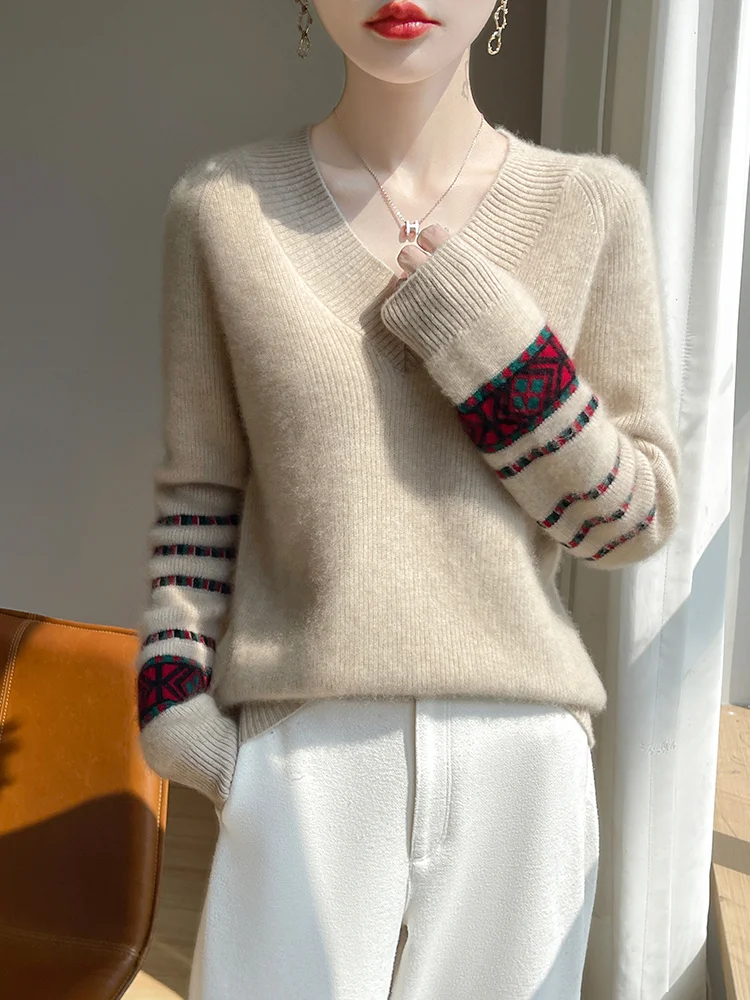 

Новая мода осень-зима женский свитер женский 100% мериносовая шерсть вязаный пуловер женская одежда с длинными рукавами топы цветной джемпер