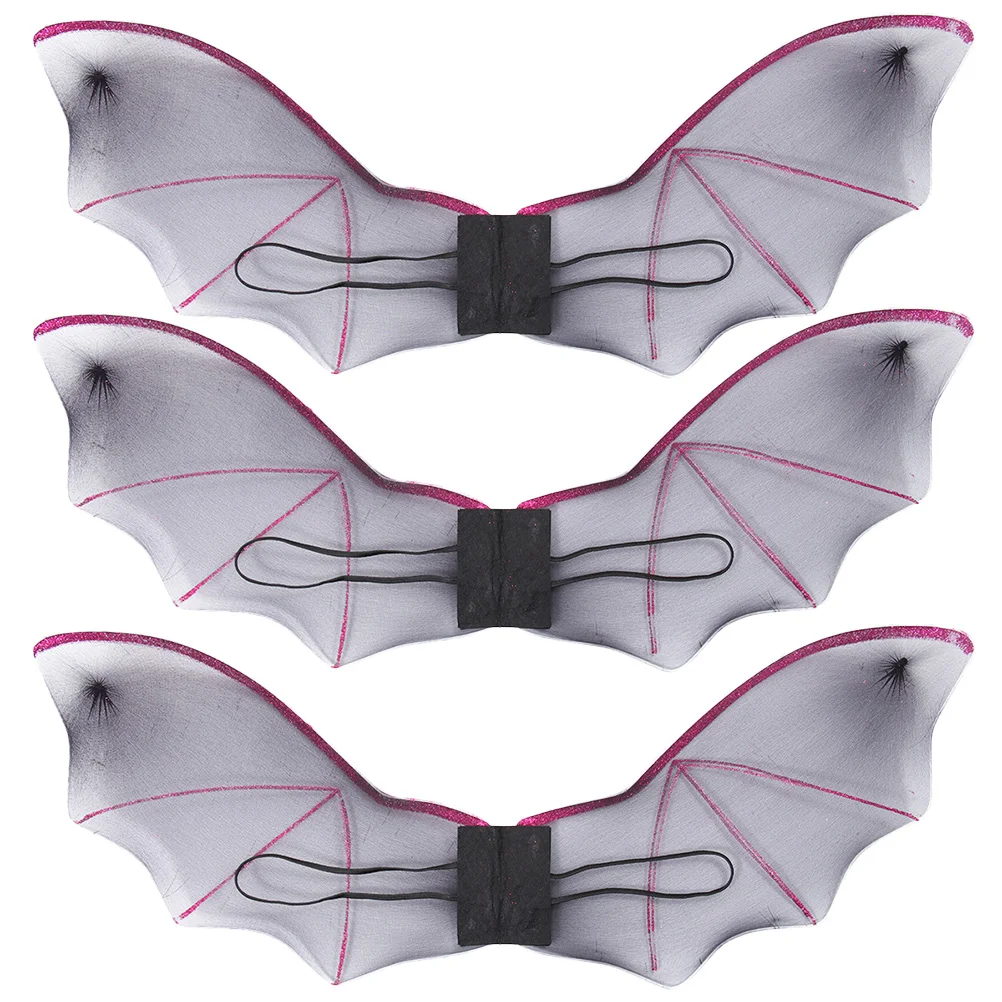 

3 Sets Bat Wing Halloween Costume Black Child Lightweight Smooth Bright Simulated Wings Detachable Accessories Fine