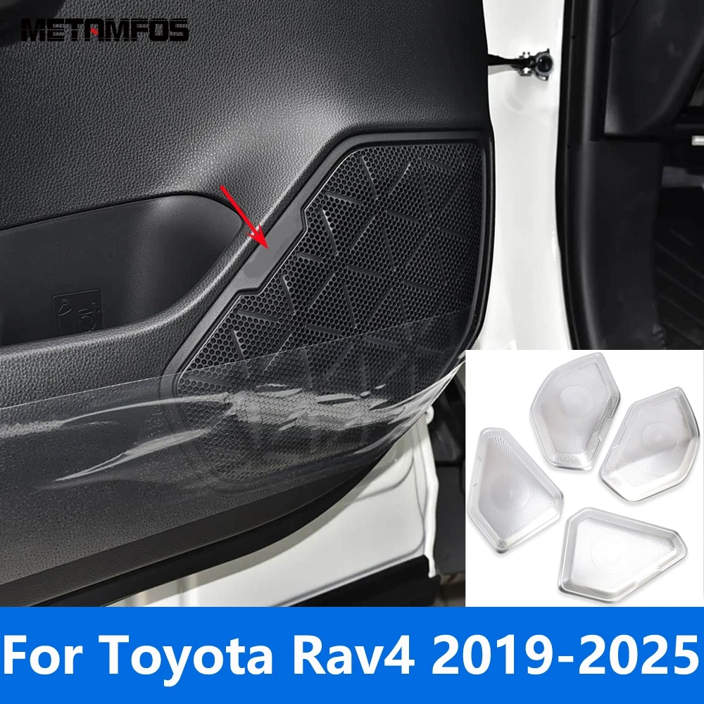 

Для Toyota Rav4 Rav 4 2019-2023 2024 2025 автомобильный дверной громкоговоритель из нержавеющей стали, крышка аудиодинамика, аксессуары для отделки, Стайлинг автомобиля