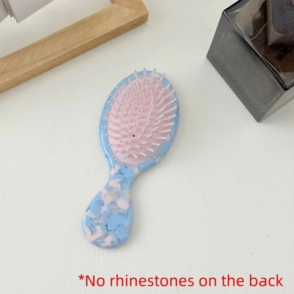 Portable Air Cushion Comb Static-Free Design Handheld Size Massage Comb Rhinestone Decoration Fluffy Hair Bristle