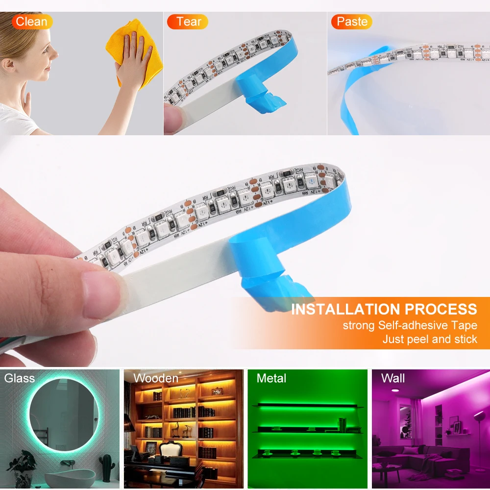 Tira de luces LED RGB para decoración del hogar y jardín, cinta Flexible de luz IP21 resistente al agua, 12V, SMD 3535, 60, 120, 180 Leds/M, IP67