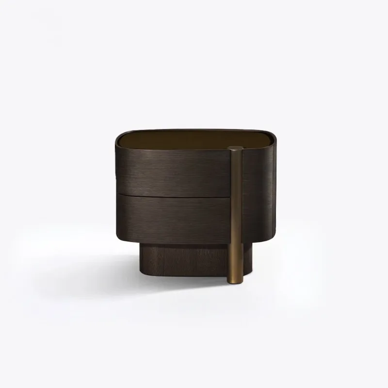 Solid wood bedside table, smoky color, bedside locker, wabi sandy wind bucket cabinet, bedroom