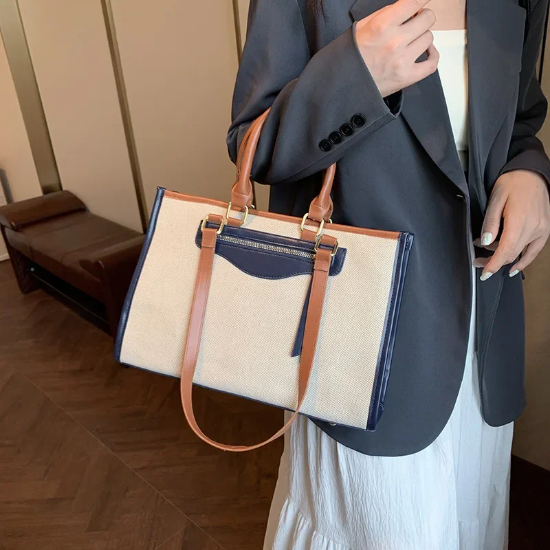 

Autumn 2025 Casual Canvas Tote Bag Women's Oversized Shoulder Bag, Minimalist Hobo Purse for Work Commute & Daily Essentials