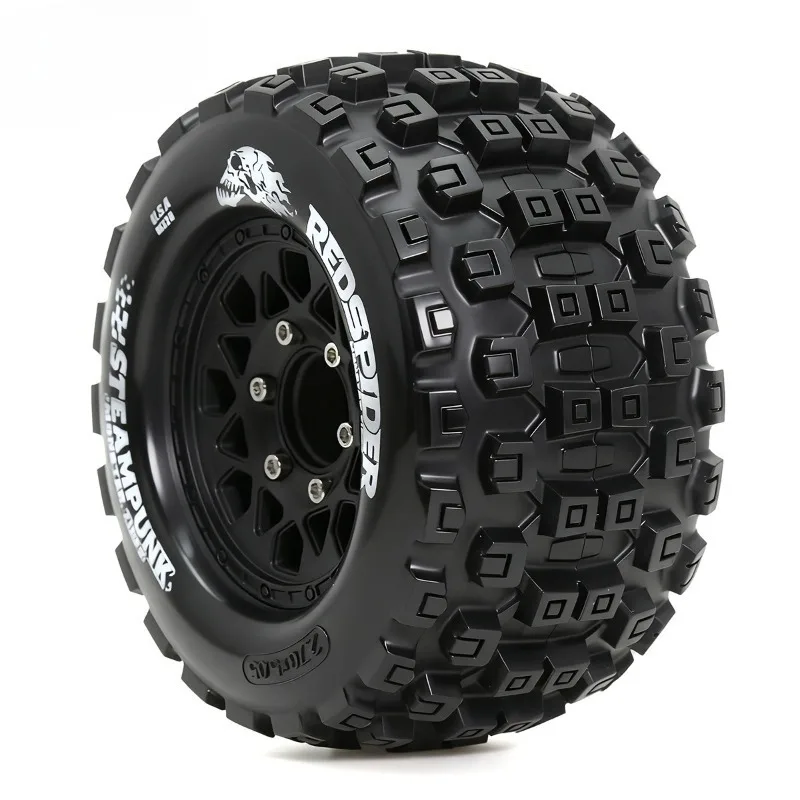 4pcs 128mm 1/10 Monster Stunt Truck general Tire 12mm and 14mm Hex for TRXS MAXX ARRMA Granite KRATON Outcast Tamiya Losi Red