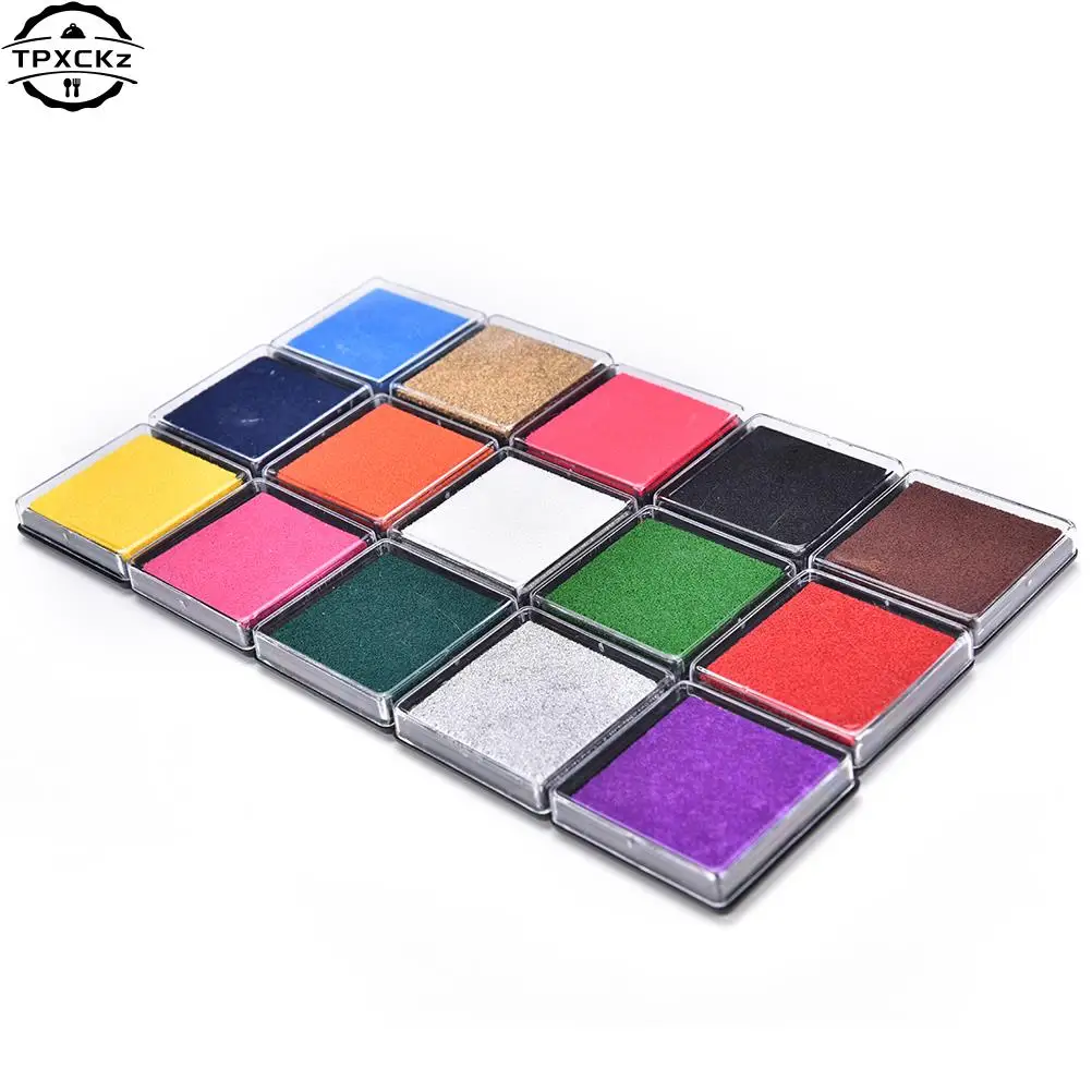 1Pc Leuke Inkpad Craft Olie Gebaseerd Diy Inkt Pads Voor Stempels Stof Plakboek Wedding Decor Inkt Pad Voor vingerafdrukken 15 Kleuren