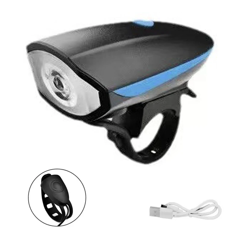 

USB Rechargeable High Lumens Waterproof Plastic Bike Front Light with 140DB Siren LED Battery Cycling Accessory Bicycle Light