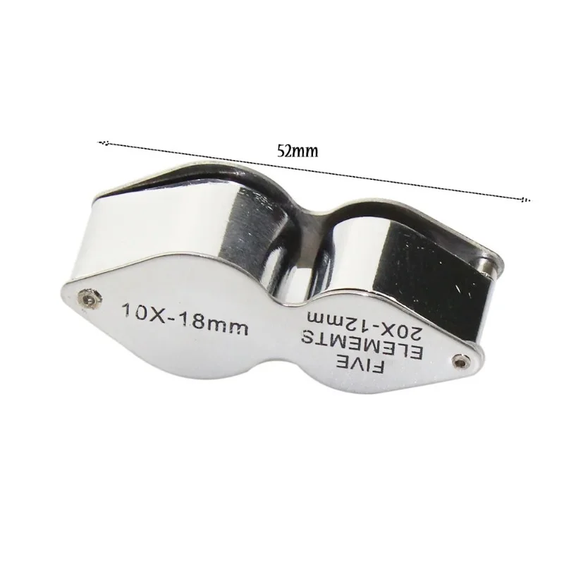 Foldable Miniature Magnifying Glass 20x 12mm / 10x 18mm Dual Stainless Steel Jeweler\'s Singlet Loupe