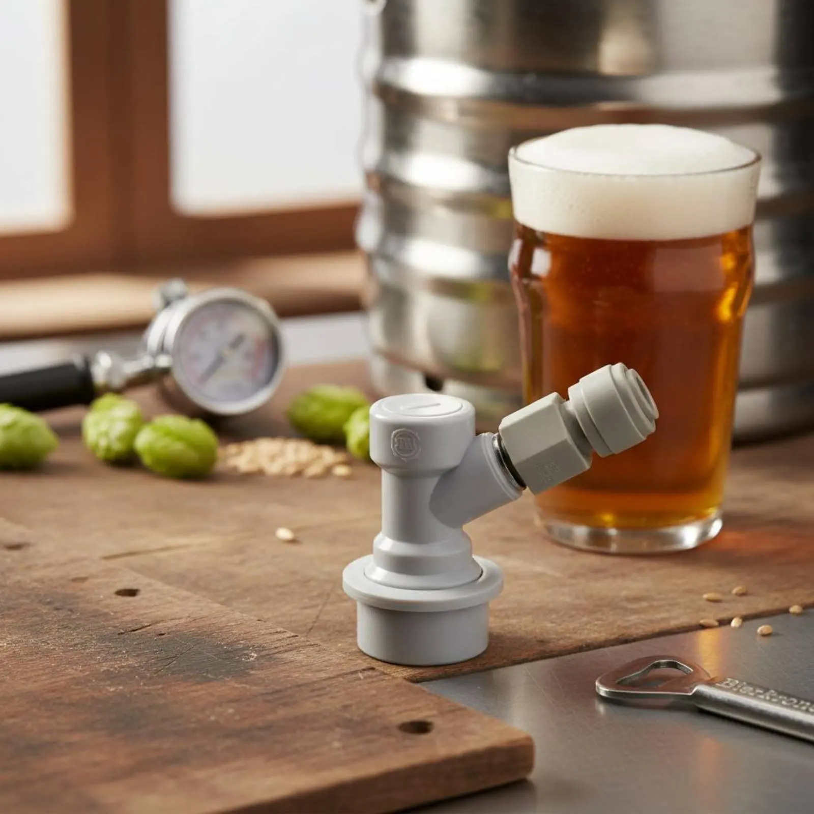 

Spherical Lock Quick Disconnect Leak-Secure Closure Push-in Keg Fitting Brewing Supplies for Homebrewers