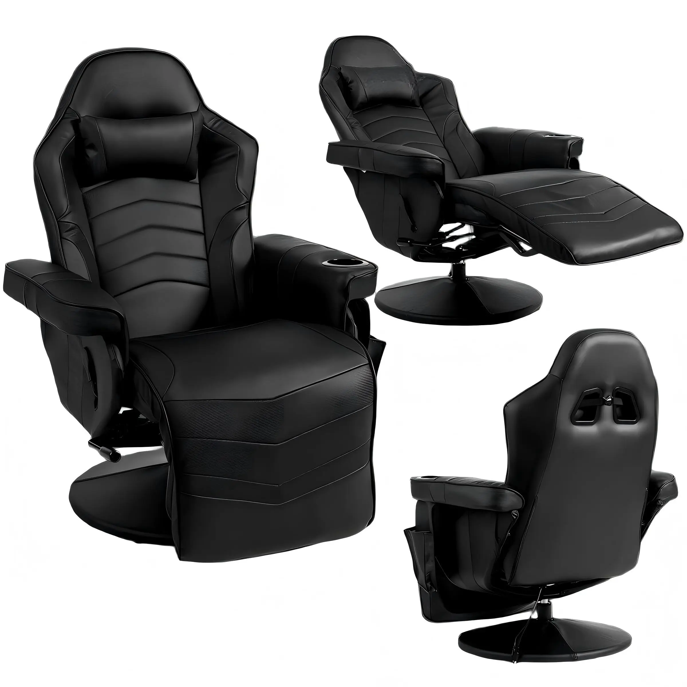 Gaming Chair with Footrest, Massage Video Game Chairs for Adults with Remote, Adjustable Backrest, Headrest, Cup Holder