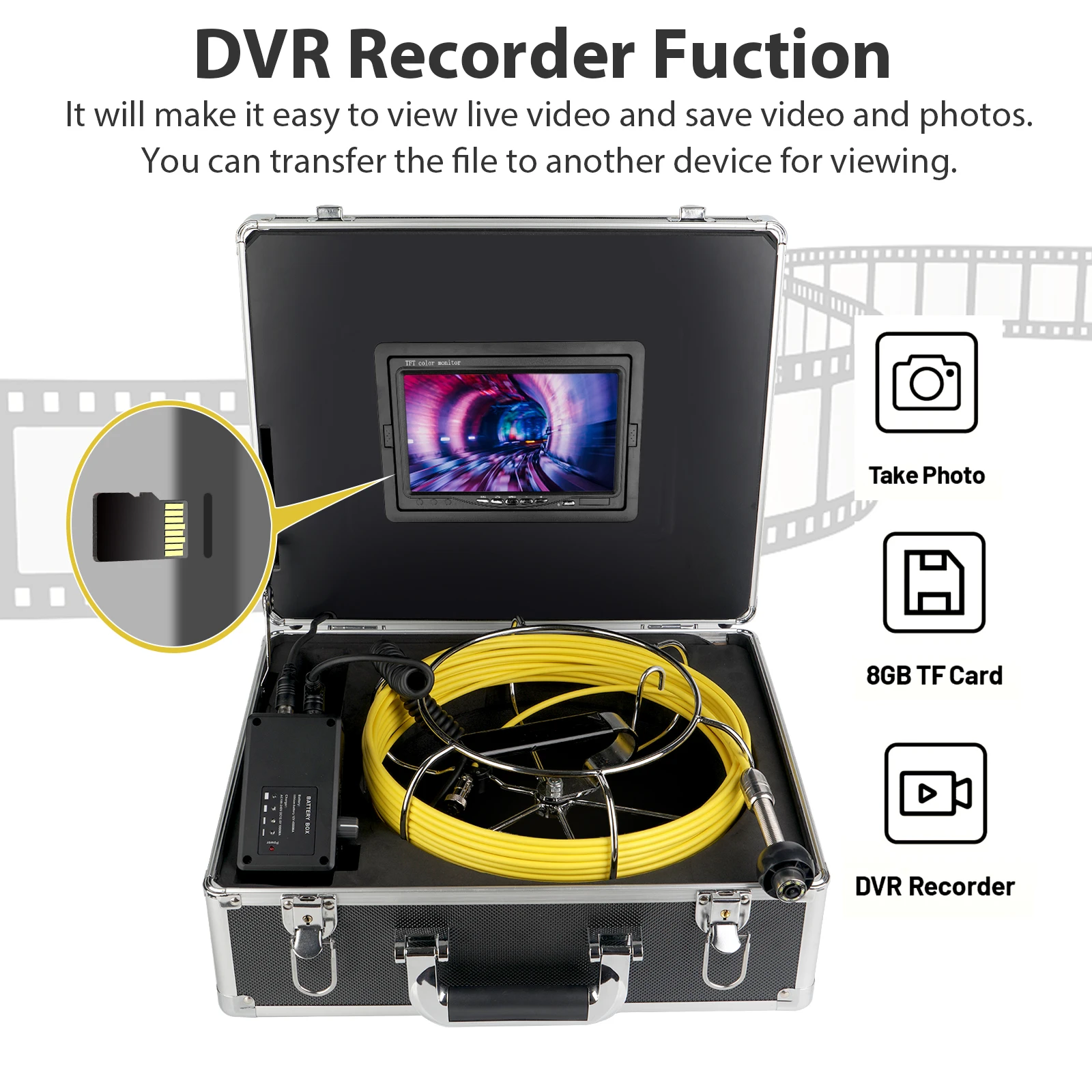 Portable Suitcase Type Pipeline Camera System with a Seven Inch Display Screen HD Waterproof Pipeline Endoscope