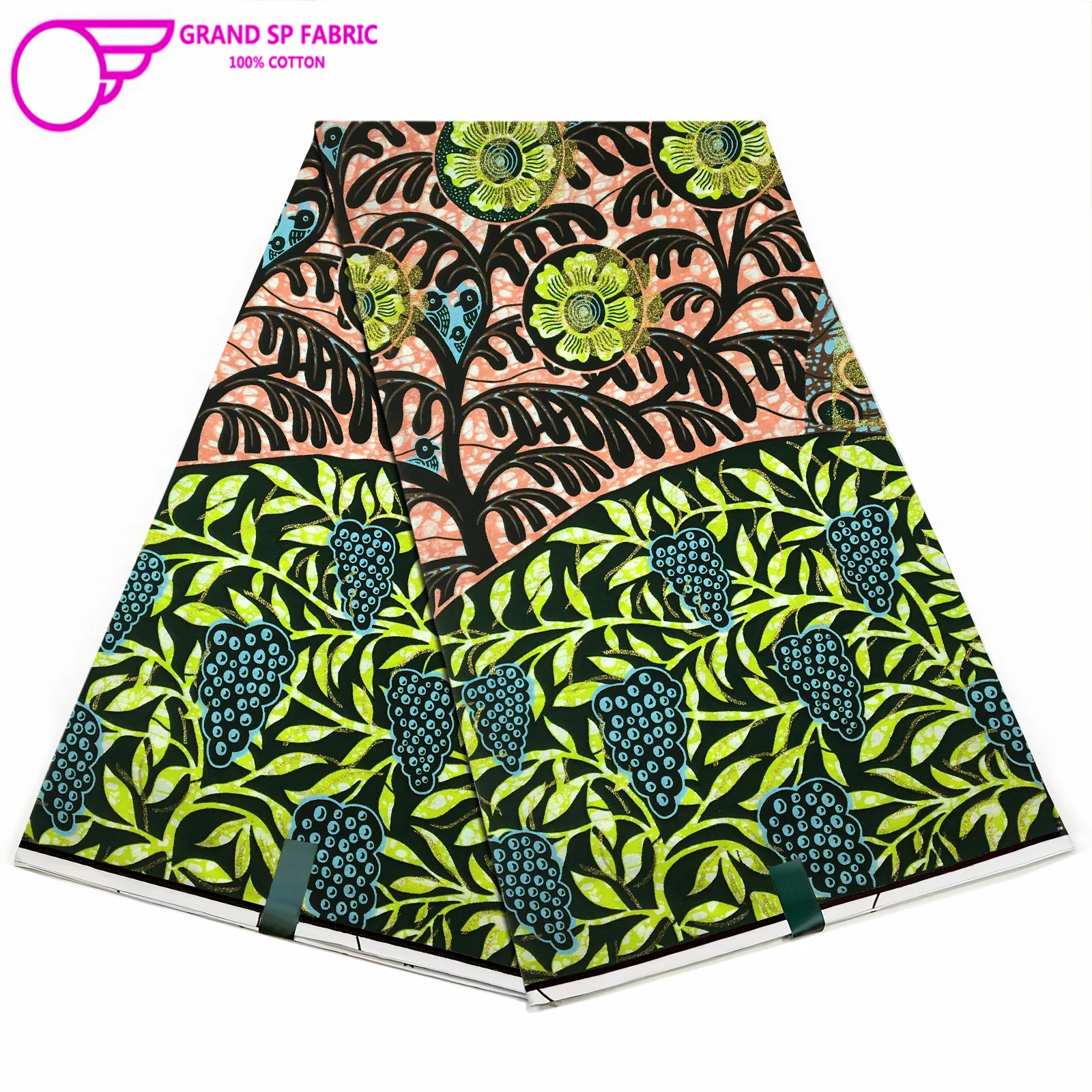 Grand Super Fabric 100% Cotton 6yards African Wax Fabric High Quality Wax Print Ankara Fabric For Sewing Women Fabric V1