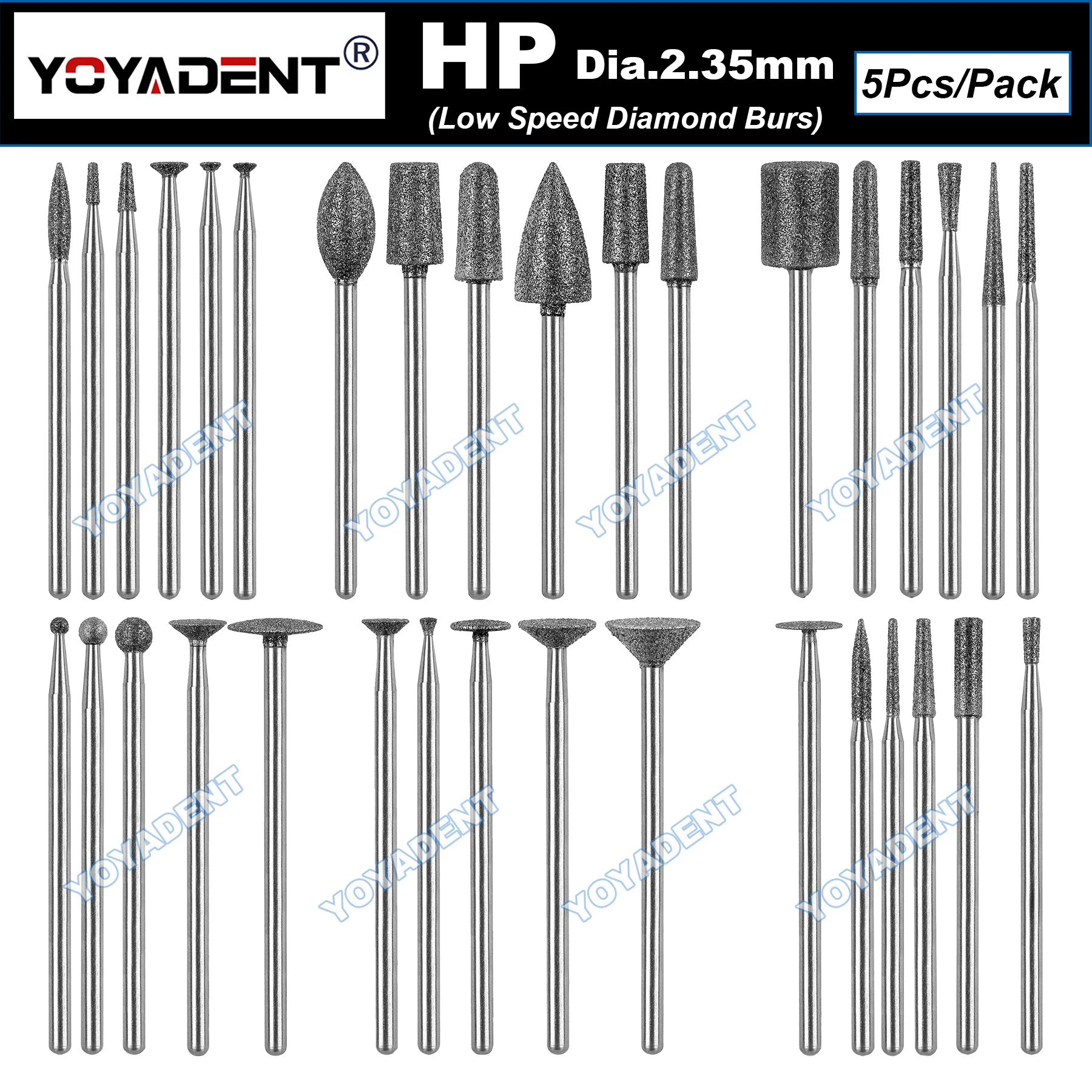 

5pcs/Pack HP Dental Diamond Burs Low Speed Bur 2.35mm For Low Speed Straight Nose Cone Handpiece Dental Lab Polisher