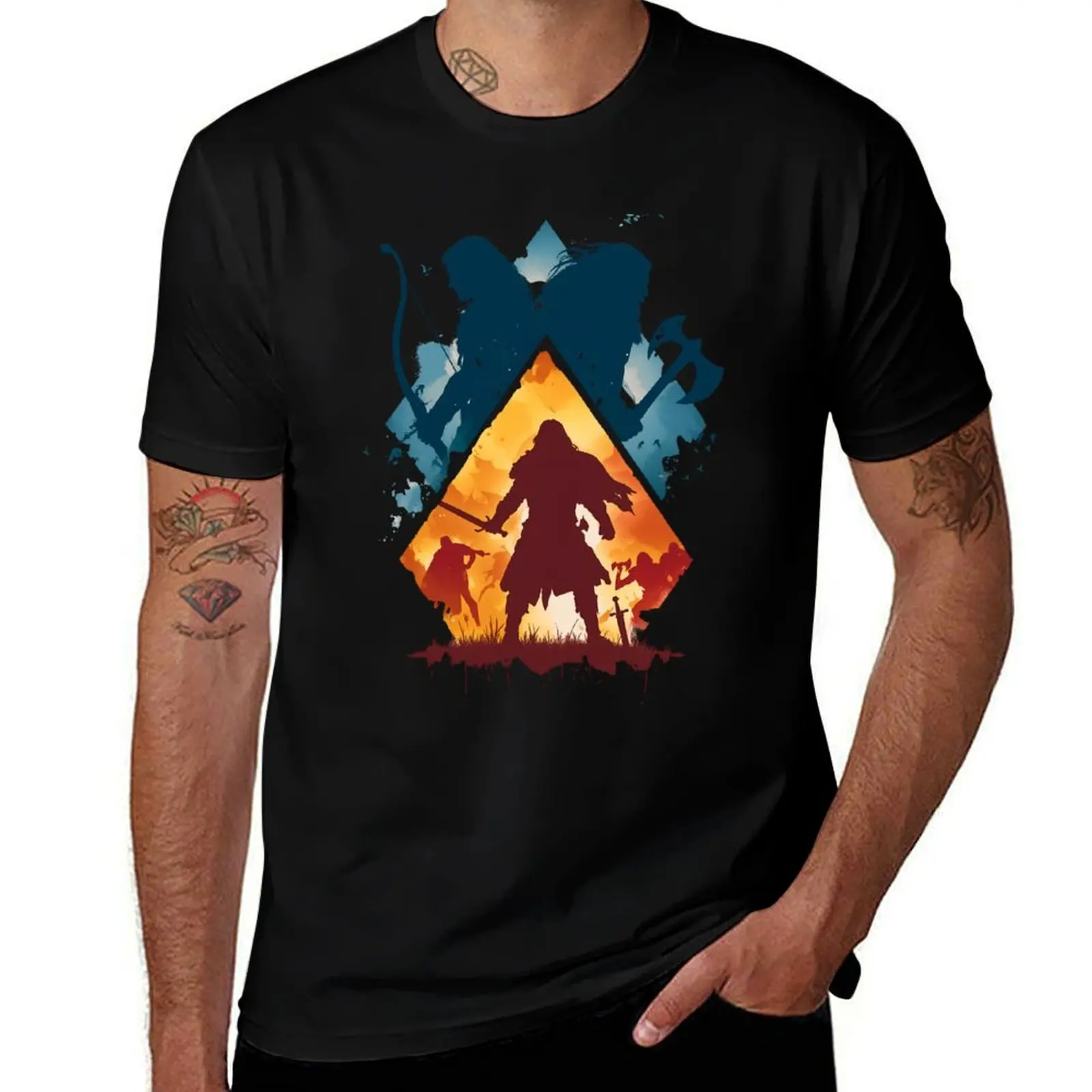 The Companions - Bow, Sword and Axe - Fantasy T-Shirt Independence Day Short Sleeve T-Shirt