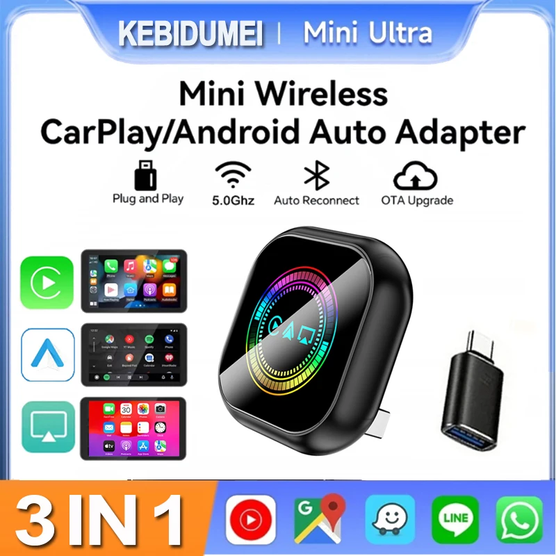 

3 в 1 беспроводной CarPlay Airplay для Apple Smart AI Box Mini Android Auto Mirror Link адаптер для Android для автомобиля OEM GPS система