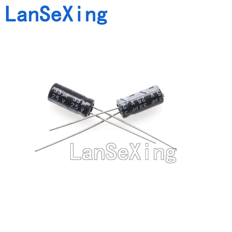 25v33uF aluminum electrolytic capacitor, volume 5 * 11, electronic components, inline aluminum capacitor, 25v, 33 microf