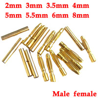 Banana Plug Gold Plated Copper Brushless Motor Bullet Connector For ESC Battery Wholeale 2mm 3mm 3.5mm 4mm 5mm 5.5mm 6mm 8mm