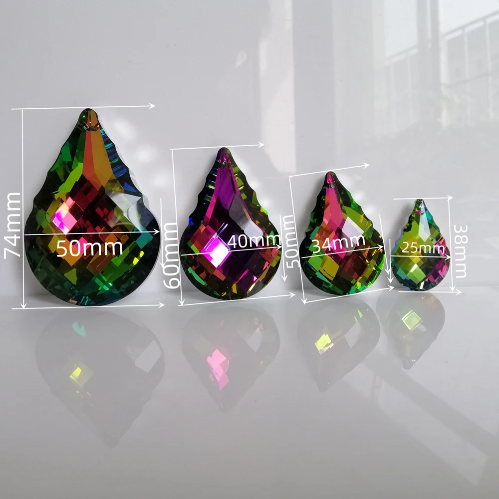 Camal 1Pcs 38/50/63/76mm Colorful Rainbow Gourd Drop Crystal Pendant Prisms SunCatcher Chandelier Lamp Lighting Hanging Parts