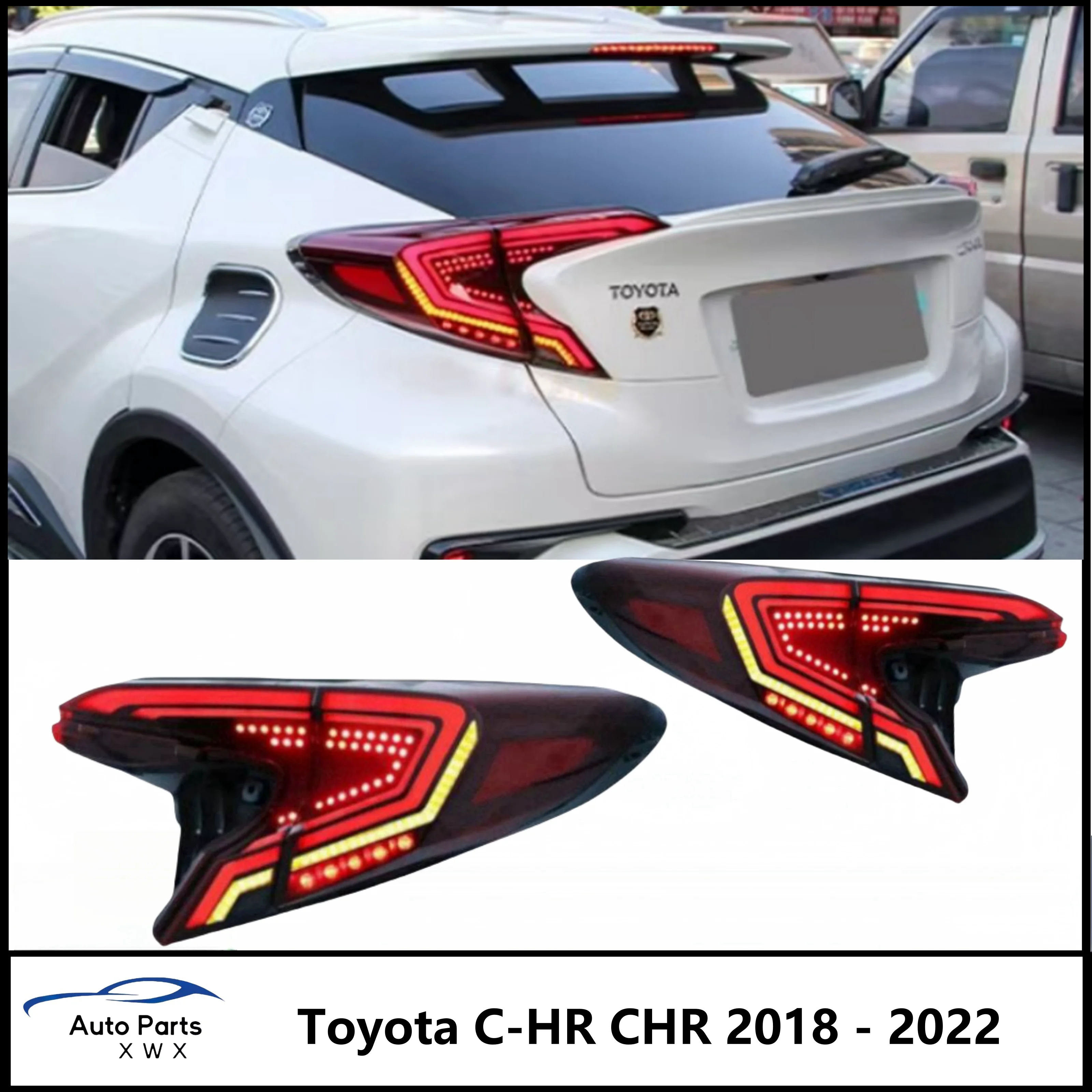 Taillights For Toyota C-HR CHR 2018 2019 2020 2021 2022 Tail Light Rear Lamp Pair LED Tail Lights Assembly Start-Up Animation