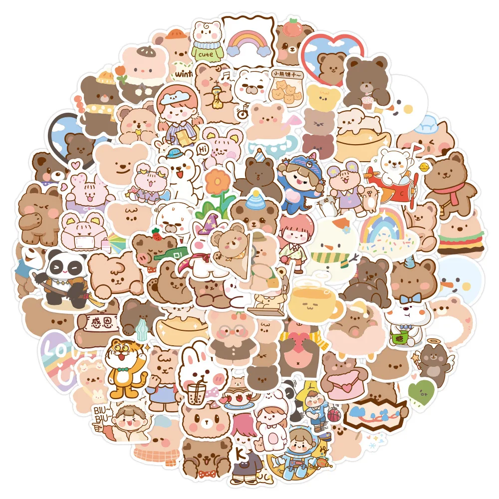 100Pcs/Pack INS Mental Health Matters Cats Letters Flowers Animals Fox Stickers Waterproof PVC Stickers Decals For Kids Gifts