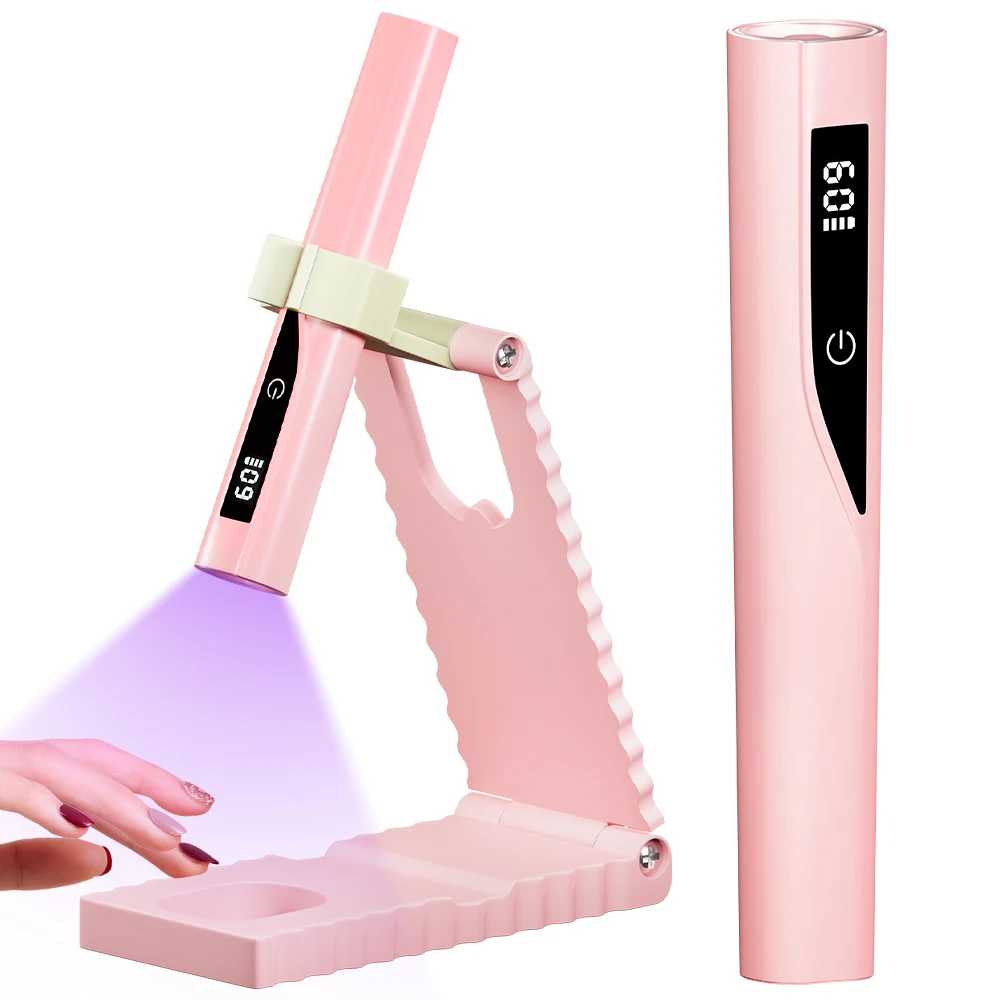 

UV Nail Light - 30s/60s Timers, Adjustable Stand & Indicator, Rechargeable Mini Handheld Nail Lamp for Gel Nails & Manicure Art