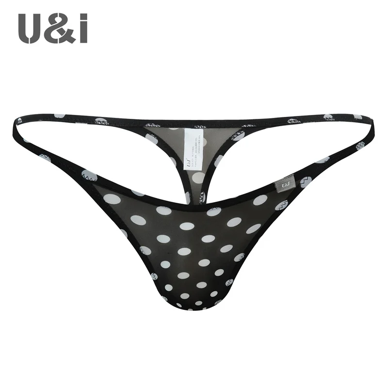 U&I men\'s sexy thong one-piece upward micro-bag ultra-thin nylon trendy brand fashion pattern T underwear