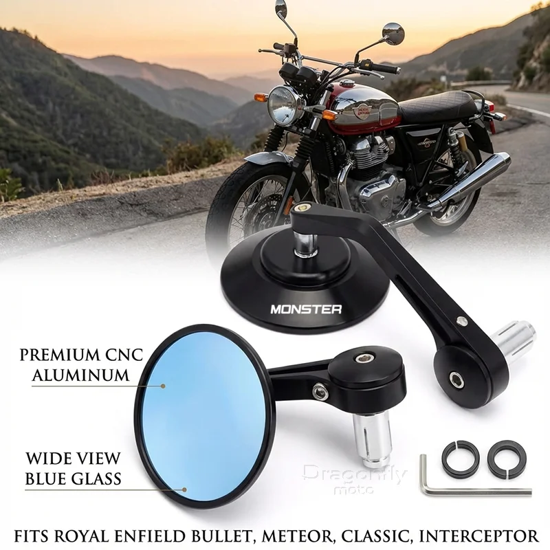 

Motorcycle CNC Rear View Side Mirrors Handle Bar End Mirror Fit For Ducati Monster 695 696 796 797 821 1100 1200 1200S 1200R S2R