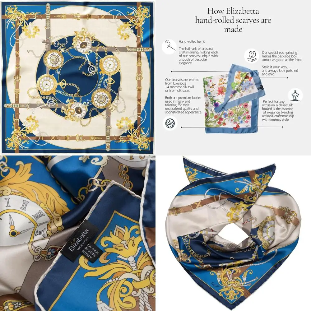 

Итальянские квадратные шарфы из 100% шелка — 35 предметов, ручная работа в Италии, женские модные аксессуары