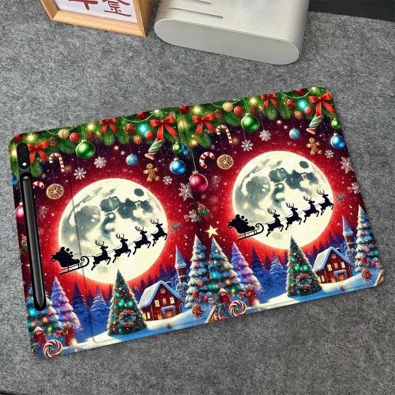 حافظة تابلت بنمط عيد الميلاد لهاتف سامسونج جالاكسي تاب S7 S8 S9 S10 FE Plus Lite 11 12.4 13.1 بوصة