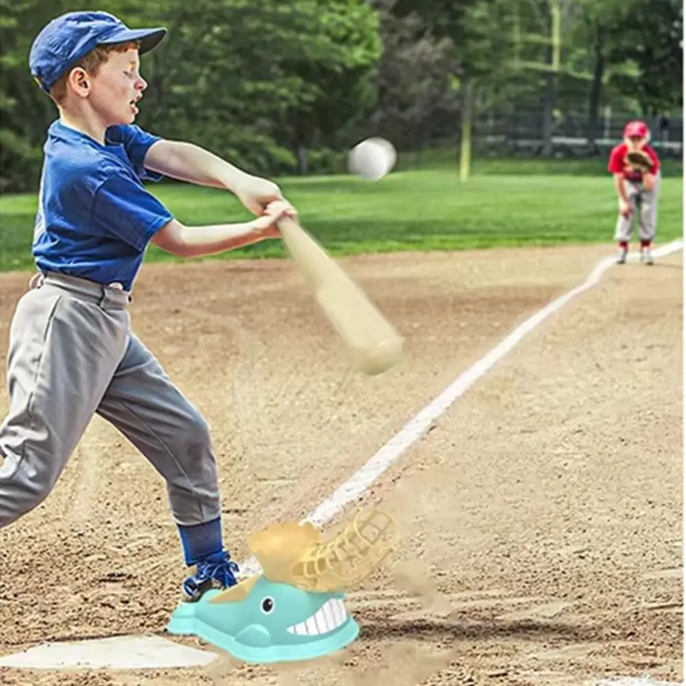 cartoon-whale-children-baseball-machine-foot-operated-durable-baseball-pitching-machine-with-ball-baseball-training