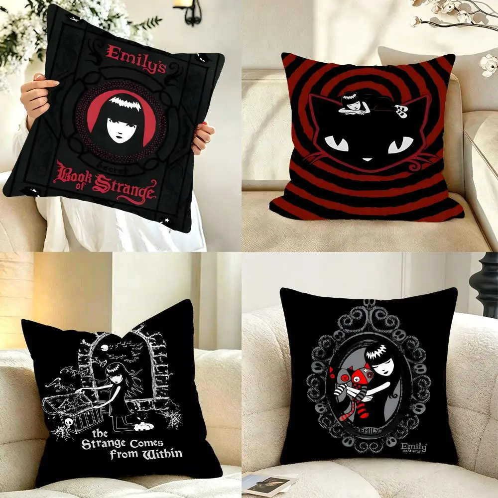 Character Art Emily The Strange Cushion Cover Bedroom bed reading backrest cushion Festive plush holiday Soft plush throw