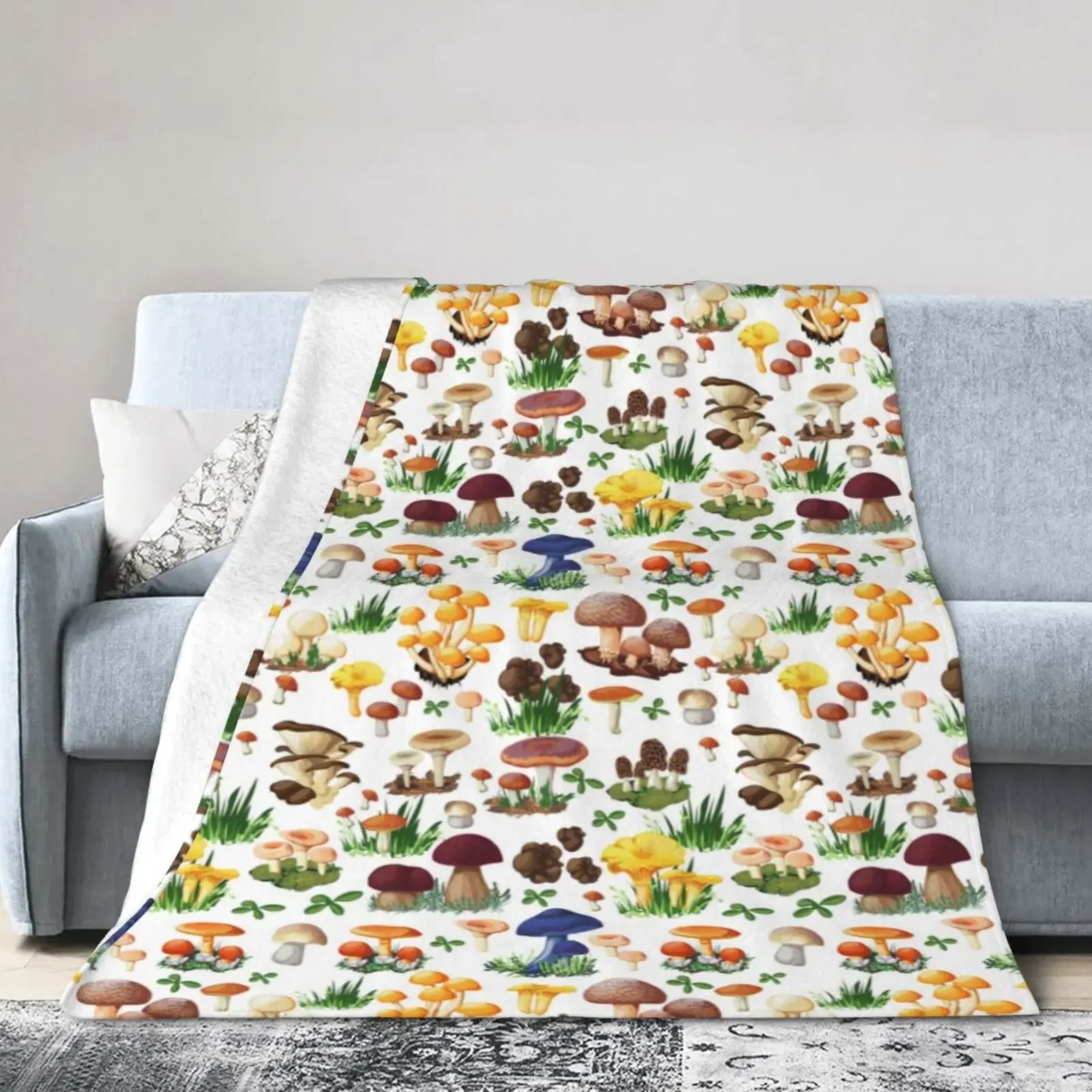 Mushroom Blanket Mushroomology Flannel Throw Blankets for All Season Botanical Science Plush Soft Bed Sofa Blanket Queen Size