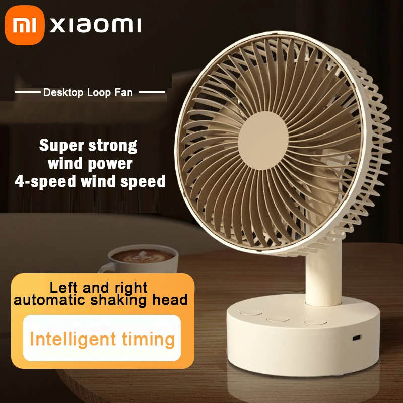 

Xiaomi Mini USB Настольный вентилятор 4-скоростной портативный настольный вентилятор воздушного охлаждения с питанием от USB Сильный ветер Автоматический настольный вентилятор с встряхивающейся головкой