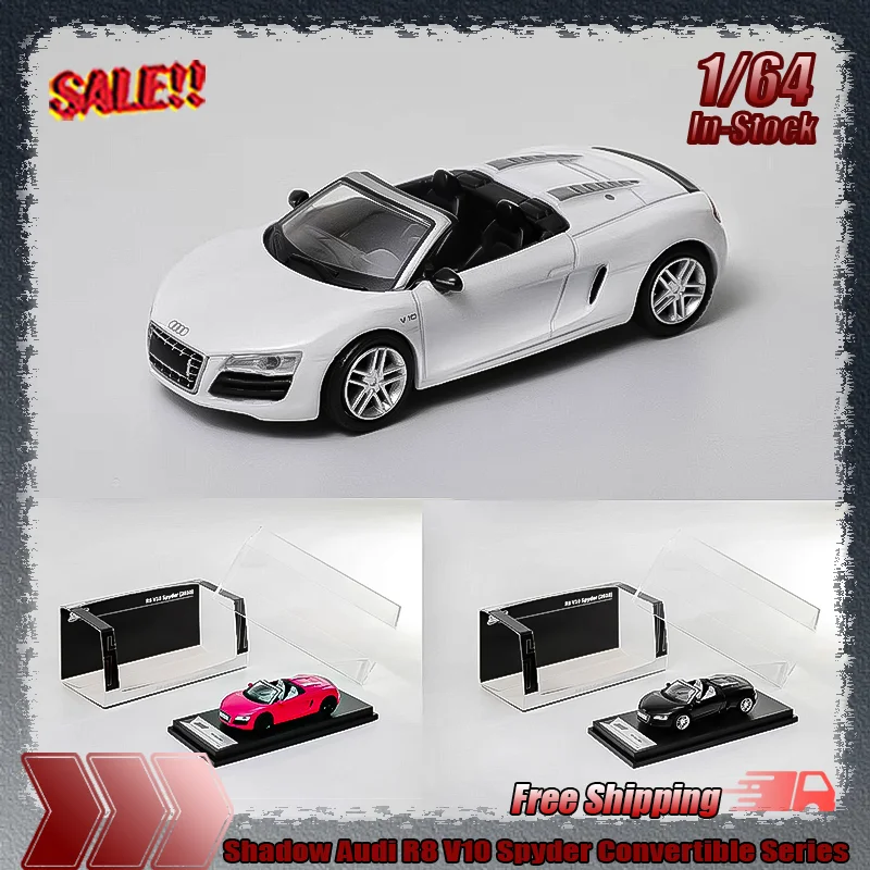 

New Shadow 1:64 Audi R8 V10 Spyder Convertible Series Simulation Alloy Miniature Die-Cast Car Model Custom Collection Toys Gifts