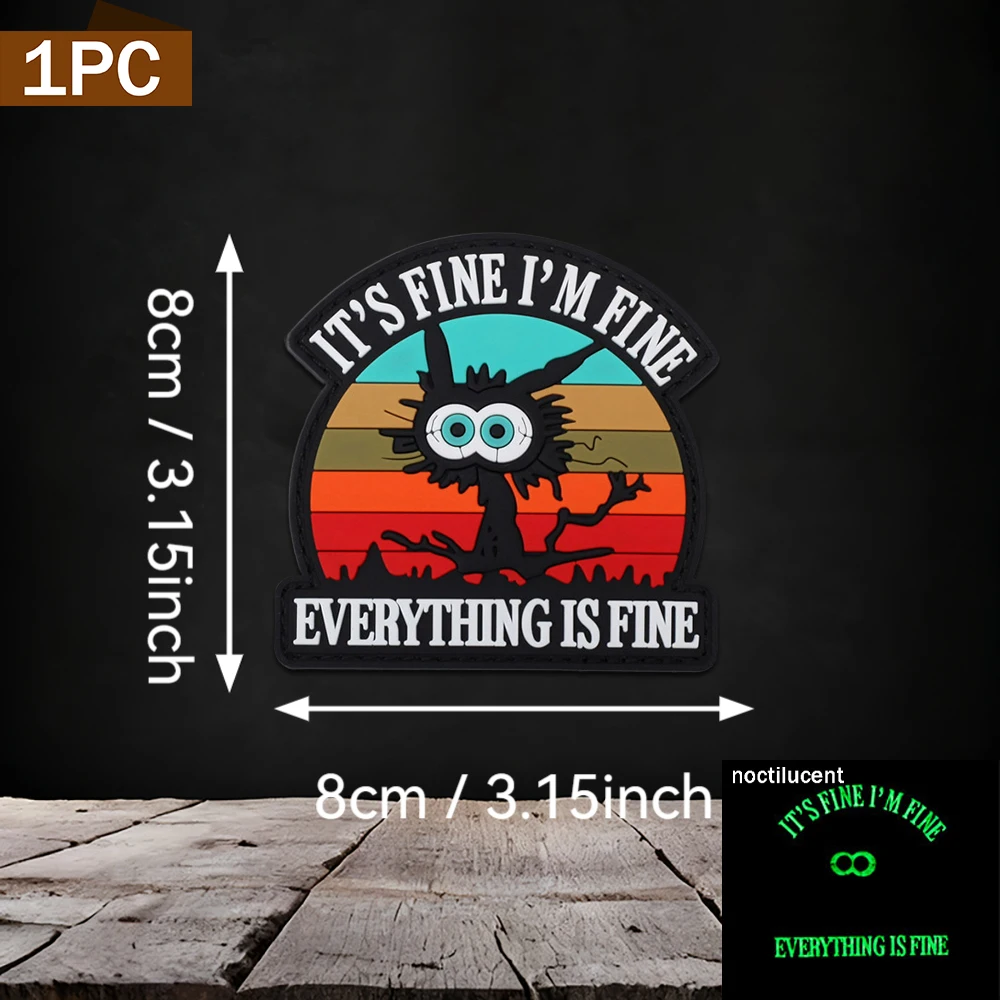 Retro Sunset Layered Stripe Fun Design Pvc Arm Patch Badge with Glow-In-The-Dark Effect, Waterproof and Wear-Resistant, Suitable for Jackets, Backpacks, Vests, and Clothing, Includes a Fleece Backing