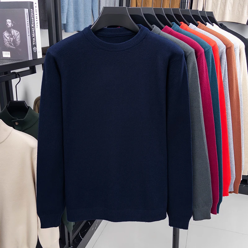Halbminimalistischer Stil Herren Rundhals-Pullover Gestricktes Shirt Langarm-T-Shirt Frühling Dünner Loser Sweater T-Shirt Basis-Shirt – Detail 12