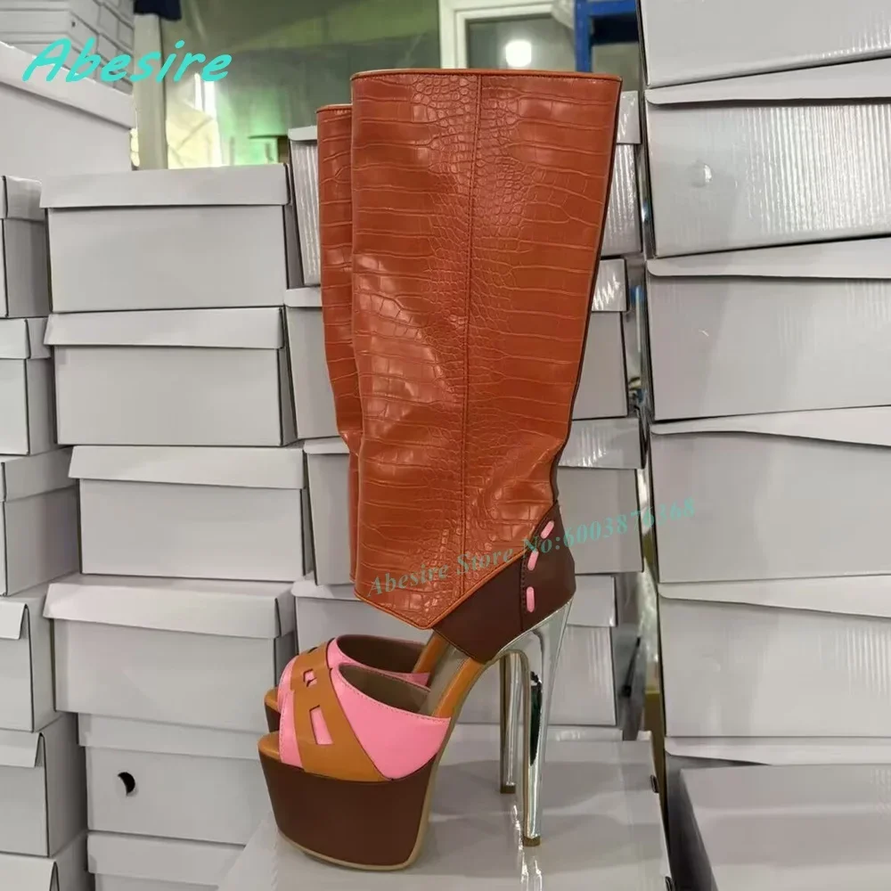 Slip On Shine Summer Shoes 2026 Heart-Shaped Decoration Round Toe Stiletto Women's Sandals Platform Mixed Colors Sandal Boots