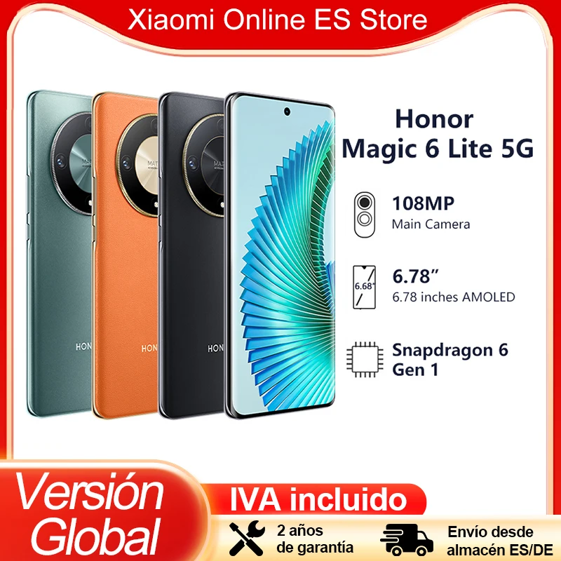 Global Version HONOR Magic 6 Lite 5G Smartphone 108MP Camera Snapdragon 6 Gen 1 5300mAh Battery 6.78‘’ AMOLED Screen