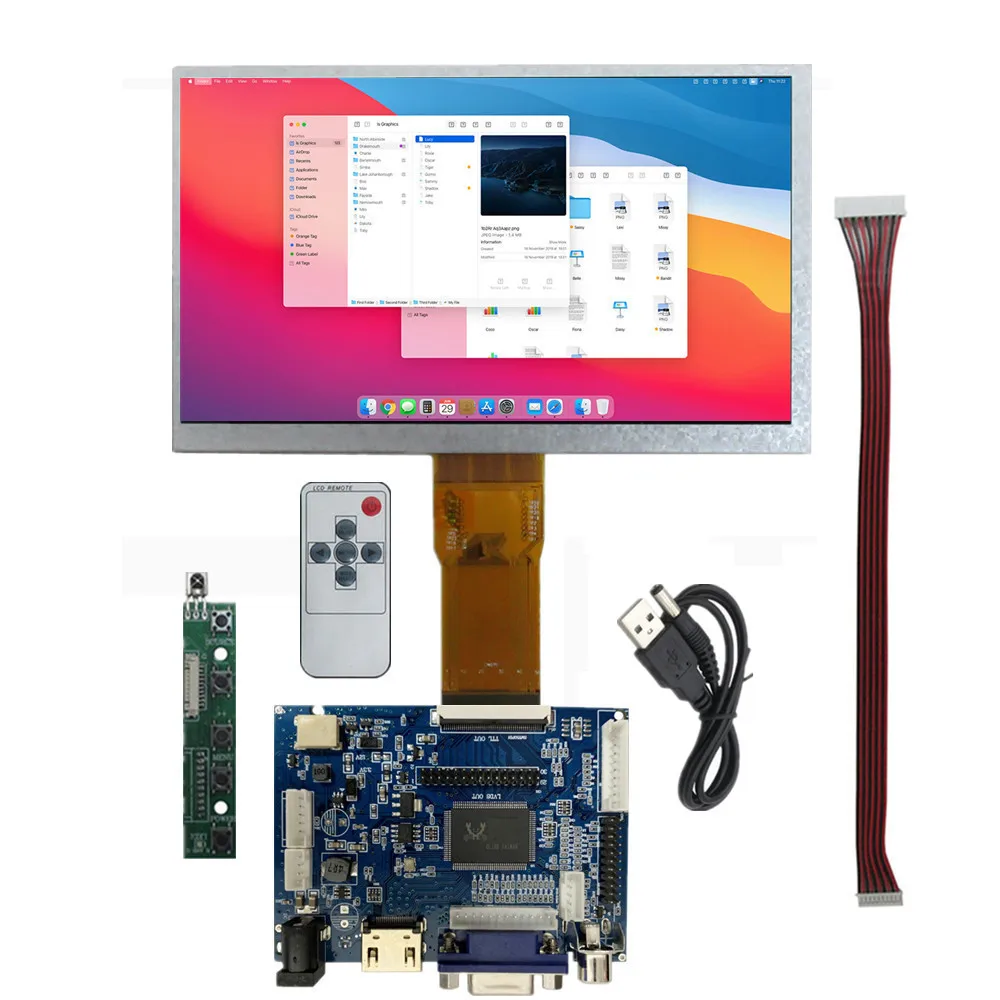 

7 inch 1024x600 Portable HDMI-compatible Monitor HD LCD Display with VGA AV Driver Board for Raspberry Pi PC