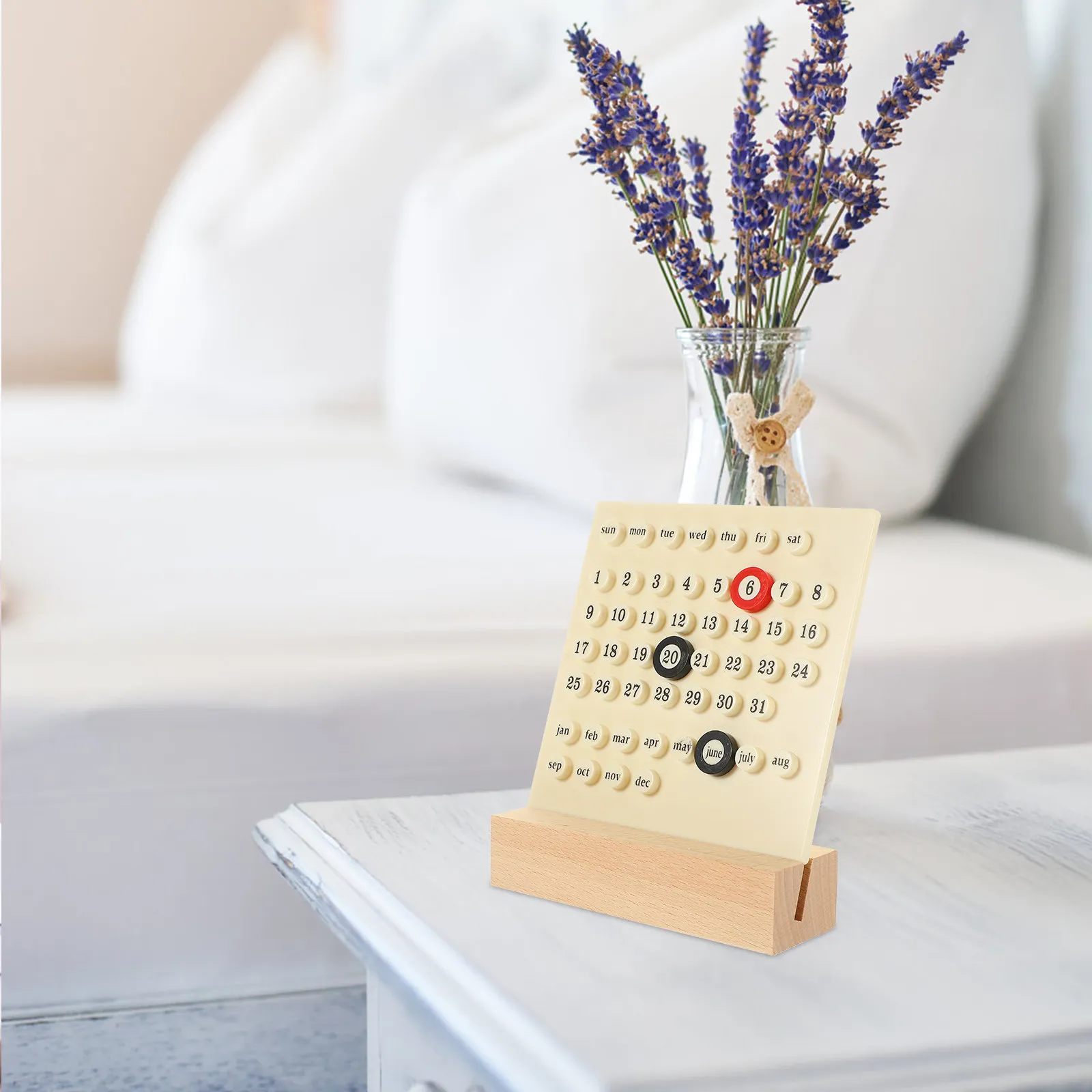 

1pc Round Ring Perpetual Calendar Abs Wood Material Stylish Practical Desktop Decor For Home Office Kitchen Table Calendar Mini