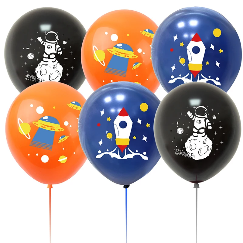 10pcs Mixed Latex Balloons  Galaxy Outer Space Rocket Astronaut Theme Spaceship Planets Balloons Baby Shower Birthday Party Set