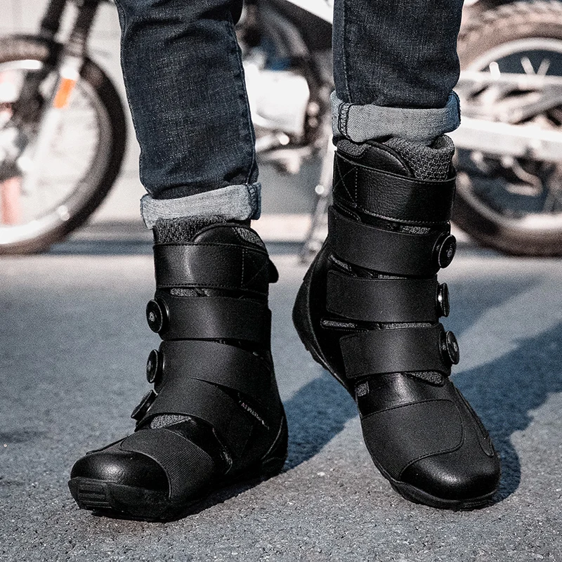 Equipe de motocicleta equitação sapatos de motocicleta e bezerro sapatos fivela botas de motocicleta proteção tornozelo botas de equitação de bicicleta