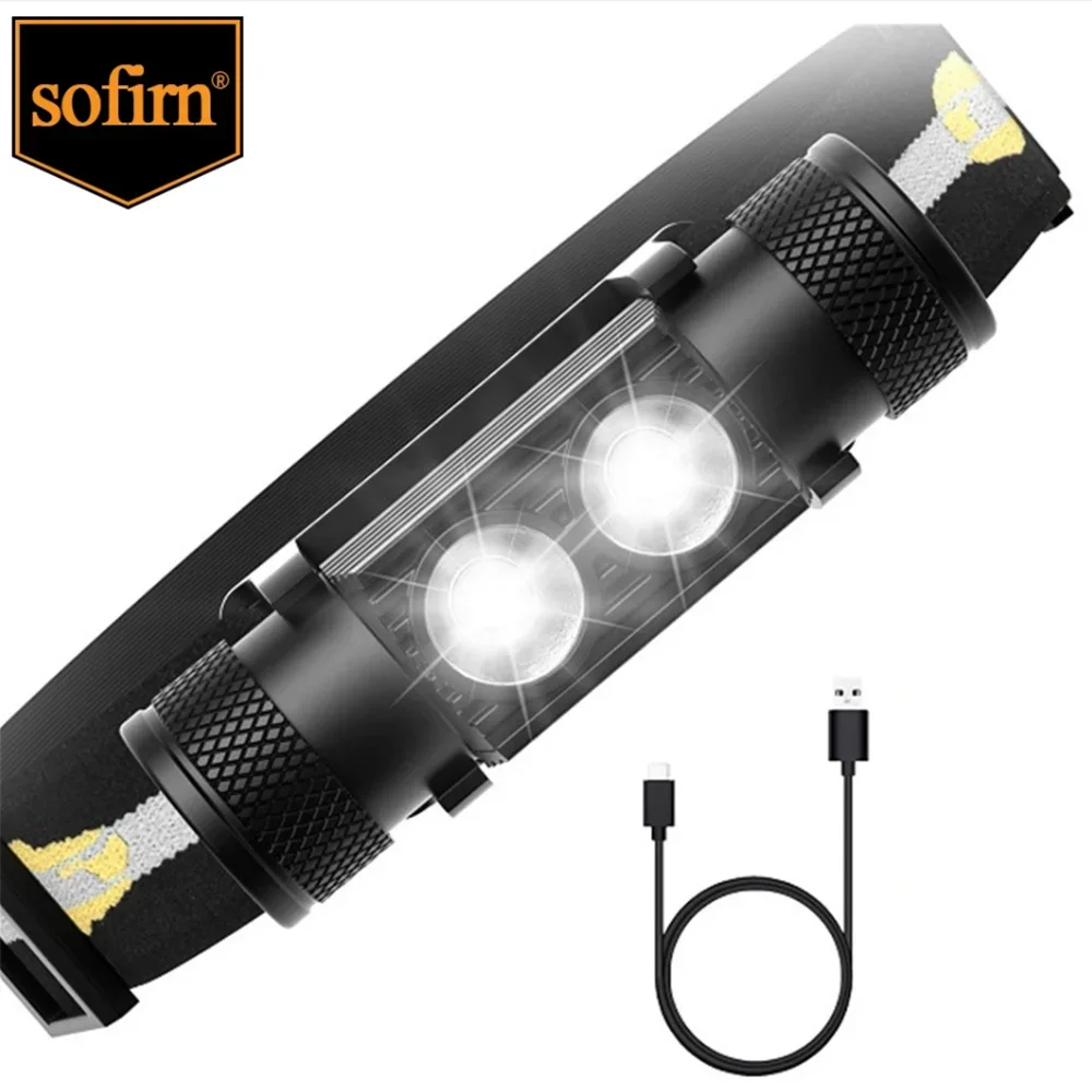 H 25S Koplamp 18650 Koplamp Dual SST40 LED 1200lm USB oplaadbare buitenshuis tactische werklamp