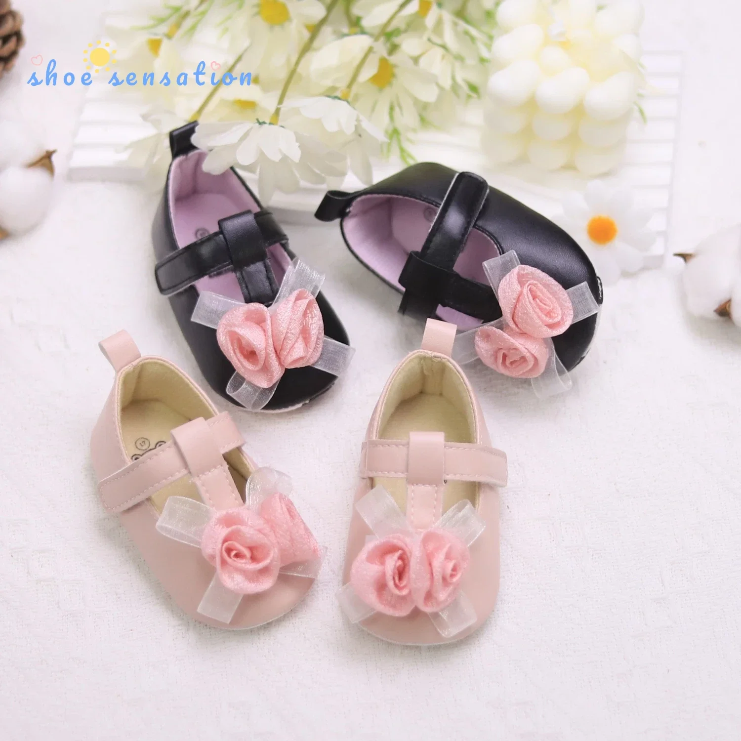 Baby toddler shoes, fashionable rose baby girl casual step shoes, light and non-slip, suitable for daily & vacation wear, spring