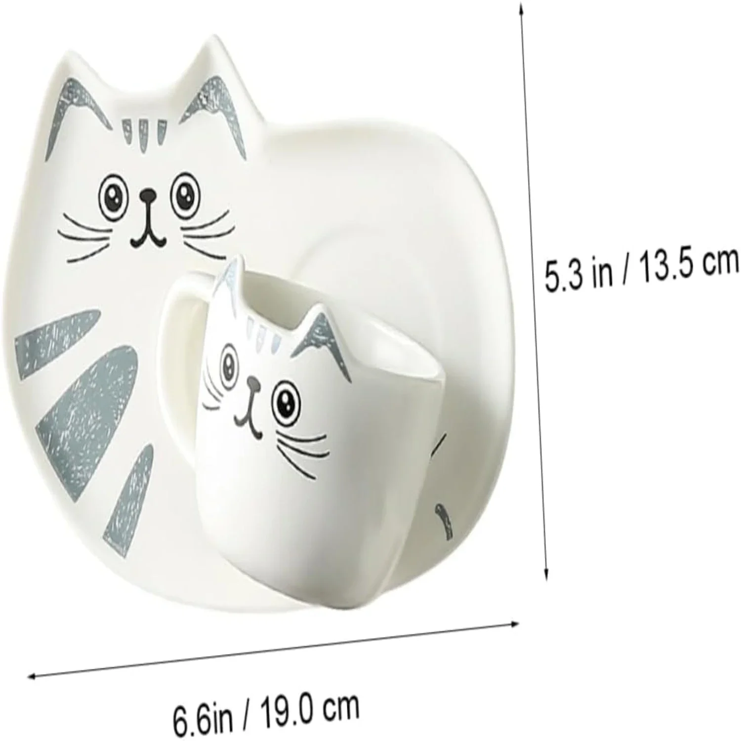1 conjunto de canecas inovadoras de gato de cerâmica tamanho infantil - conjunto adorável e fofo de xícara de chá e pires para o escritório - Delicioso Dri