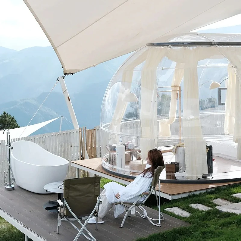 5.9m Outdoor Dome Tent Camping Transparent Starry Sky Capsule Tent PC Dome Tent All-Weather Protection Immersive Experience