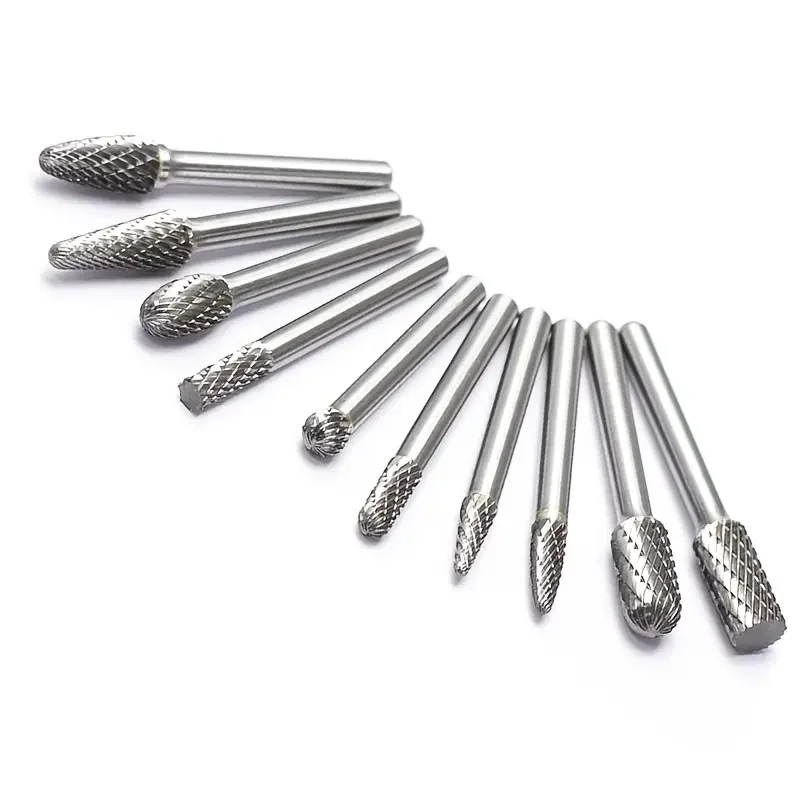 1 tungsten carbide burr set - High-performance double-cutting rotary file bits for efficient metal cutting, milling and engravin